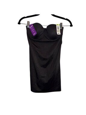 NWT Naomi & Nicole Strapless Black Slip Size 34B  Tummy Control Built in Panty